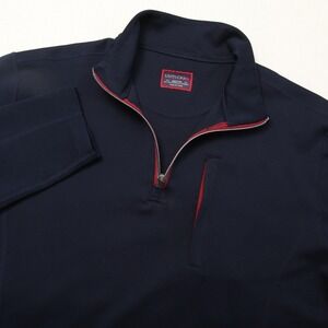 UNTUCKit Pullover Mens Medium Navy Blue Quarter Zip Ron Santefe Stretch Shirt